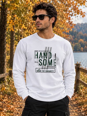 Masimar Erkek Bisiklet Yaka Basic Baskılı Sweatshirt