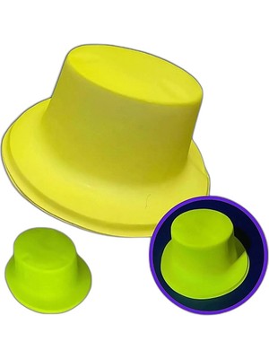 Raftan Topla Neon Partisi Sarı Renk Plastik Fötr Şapka