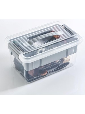Store Bölmeli ve Katlı Plastik Organizer Makyaj Düzenleyici – Kilitli Takım Sandığı Organizer Kutu, Taşıma Kulplu Çok Amaçlı Düzenleyici, Katlı Saklama Kutusu (Asorti Renk) (9 Litre)