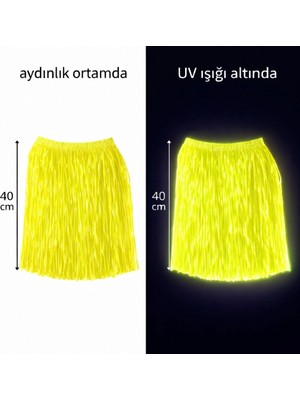 Raftan Topla Neon Sarı Hawaii Parti Eteği 40 cm