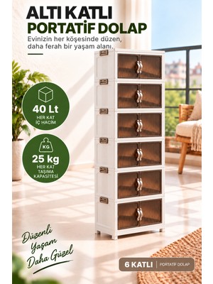 Evonita 6 Katlı Portatif Organizer Dolap – 240 Lt