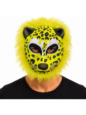 Store Sarı Yeleli Benekli Leopar Eva Maske