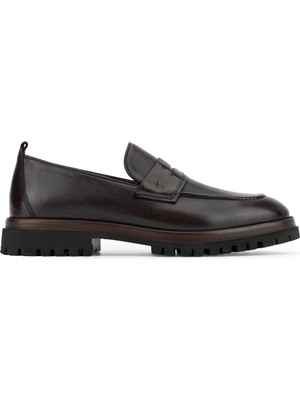 Tamer Tanca Erkek Hakiki Deri Kahverengi Loafer Ayakkabı 1157 6582-04 Erk Ayk SK26-27 Kahve Slb
