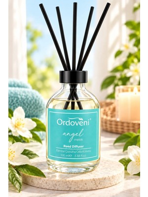Ordoveni Melek Kokulu Bambu Çubuklu Oda Kokusu 100 ml | Hoş ve Ferah Melek Aroması | Uzun Süre Etkili Oda Kokusu | Çubuklu Koku Difüzörü | Ev, Ofis ve Yaşam Alanları Için