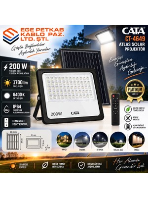 Cata CT-4649 200W Solar LED Platınum Projektör
