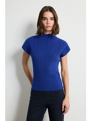 Love My Body Düşük Kol Triko Bluz Saks 115LO078000