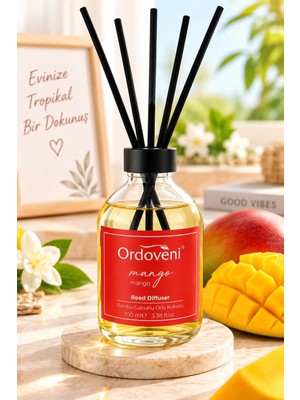Ordoveni Mango Kokulu Bambu Çubuklu Oda Kokusu 100 ml | Tropikal ve Ferah Mango Aroması | Uzun Süre Etkili Oda Kokusu | Çubuklu Koku Difüzörü | Ev, Ofis ve Yaşam Alanları Için