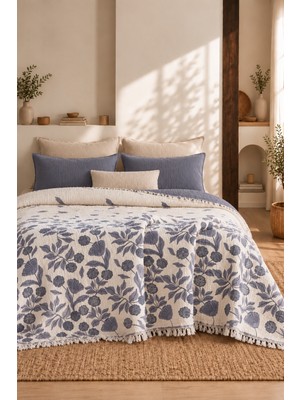 Veronica Line %100 Pamuklu 8 Kat Müslin Yatak Örtüsü 220X240 cm Çift Kişilik Pike Çift Taraflı