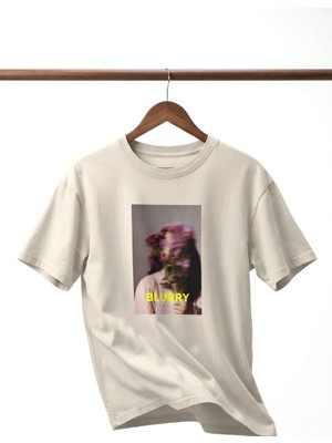 Zerenyus Blurry Baskılı - Premium Kumaş Oversize Erkek Tişört Bej
