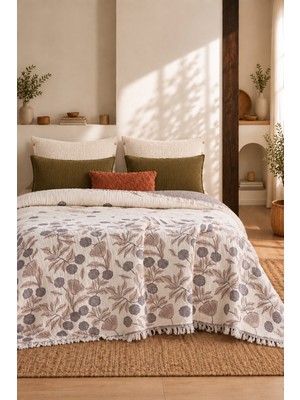 Veronica Line %100 Pamuklu 8 Kat Müslin Yatak Örtüsü 220X240 cm Çift Kişilik Pike Çift Taraflı