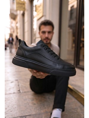 Zerenyus ZRK-X12X Yüksek Kalite Kalın Taban Siyah Günlük Erkek Sneaker
