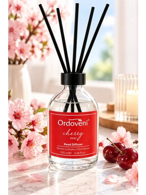 Ordoveni Kiraz Çiçeği Kokulu Bambu Çubuklu Oda Kokusu 100 ml | Yoğun ve Kalıcı Kiraz Çiçeği Kokusu | Uzun Süre Etkili Ortam Kokusu | Çubuklu Koku Difüzörü | Ev, Ofis ve Yaşam Alanları Için