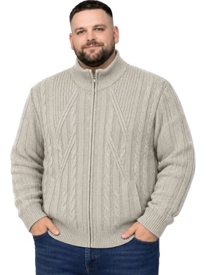 Battal Moda Erkek Büyük Beden Bej Hattush Örgülü Cepli Ceket 3xl-4xl-5xl-6xl