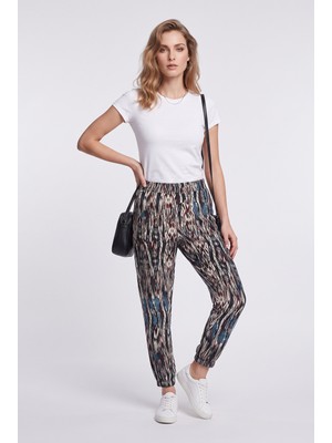 Daido Daıdo Kadın Desenli Lastik Bel Tapered Paça Cepli Günlük Pantolon 19Y331903120