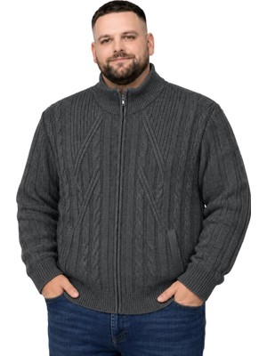 Battal Moda Erkek Büyük Beden Füme Hattush Örgülü Cepli Ceket 3xl-4xl-5xl-6xl