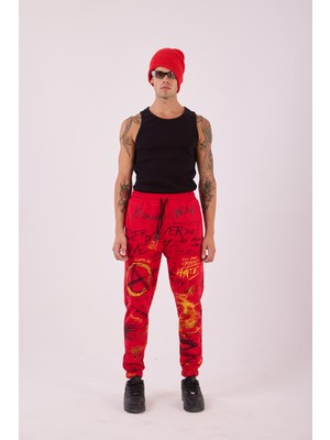 Superblue Erkek Kırmızı Grafiti Desenli Jogger