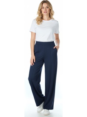 Modiva Kadın Yüksek Bel Bol Paça Dikiş Detaylı Polyester Kumaş Pantolon 25KMDV063