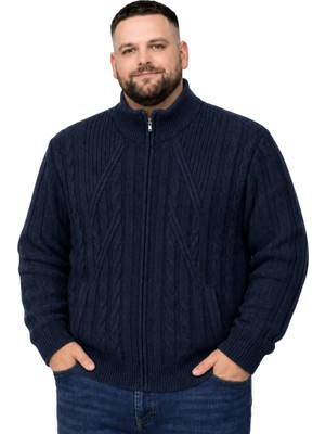 Battal Moda Erkek Büyük Beden Lacivert Hattush Örgülü Cepli Ceket 3xl-4xl-5xl-6xl
