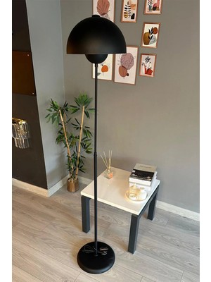 St. Morritz Vega Lambader Siyah Renk Modern Dekoratif Metal Oturma Odası Çalışma Odası Zemin Lambası