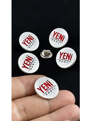 kuyumcudan Yuvarlak Model Yeni Parti  Gümüş Kaplama Yaka Rozeti 5 Adet