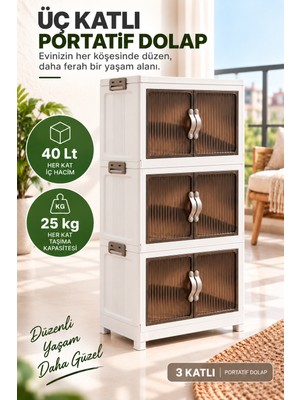 Evonita 3 Katlı Portatif Organizer Dolap – 120 Lt