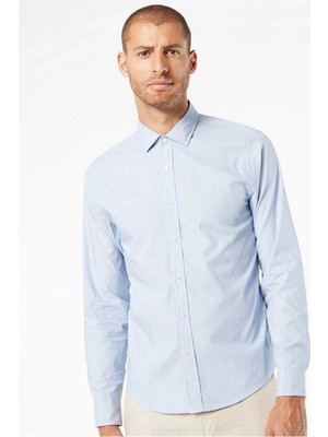 Dockers Erkek Slim Fit Gömlek Yaka Uzun Kollu Düz Poplin Dokuma Gömlek 25Y28836-0001