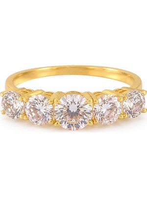 14 Ayar Beşli Işıltı Dalı Altın Kadın Yüzük