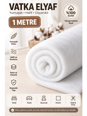 Dünya Sünger 1 Metre 90 gr Vatka Elyaf – Dolgun Yumuşak Elyaf Dolgu Malzemesi, Kapitone Yorgan Yastık Minder Oyuncak ve Hobi Için Vatka
