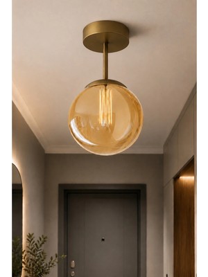 St. Morritz Eskitme Gövde ❤️ Bal Cam Güney Mini Modern Salon Odası Glop Camlı Tekli Tavan Plofonyer Avize