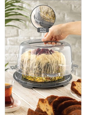 St. Morritz Kilitli Kapaklı Pasta Kek Börek Borcam Taşıma ve Saklama Kabı