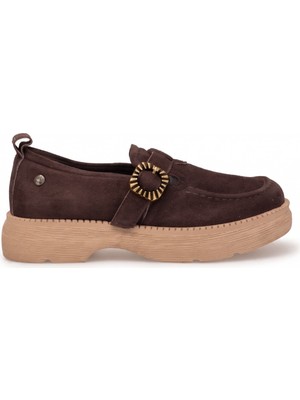 Mammamia D26KA-3170 Kadın Hakiki Deri Casual Ayakkabı Kahve