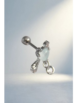 Aslanoğlu Store Zirkon Taş Detaylı Kalp Tragus Piercing