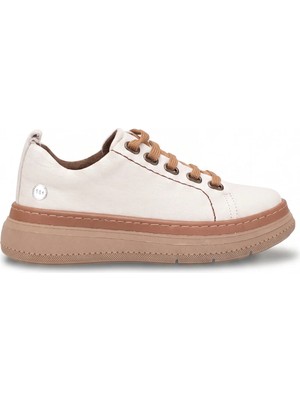 Mammamia D26KA-605 Kadın Hakiki Deri Casual Ayakkabı Krem
