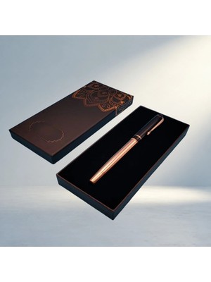 Aslanoğlu Store Şık Mandala Desenli Metal Roller Kalem Hediye Kutusu
