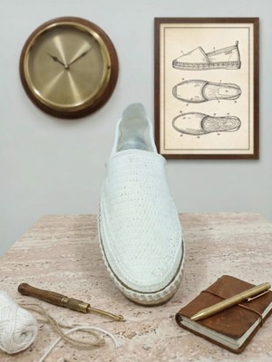 Orifkozmo %100 El Yapımı El Örgüsü Erkek Espadril & Hafif Casual Yazlık Ayakkabı