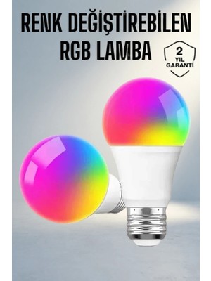 Aslanoğlu Store Rgb Işıklı Değişken Renkli 10 Watt LED Ampul A+ Enerji