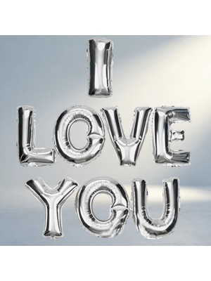 Aslanoğlu Store Şık Gümüş Folyo Balon I Love cm