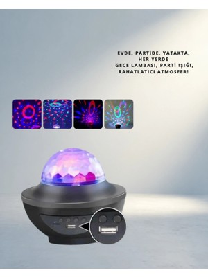 Aslanoğlu Store Eğlenceli Galaxy Projektör ile Müzik Ritimli Işık Efektleri