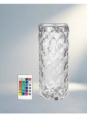 Aslanoğlu Store Dekoratif Kristal Rgb LED Masa Lambası 16 Renk Kumandalı