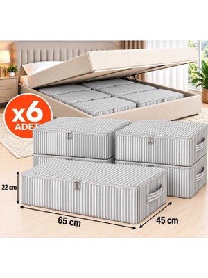 Esmana Living 6 Adet Antrasit Çizgili Maxi Büyük Boy Yastık,yorgan,düşek Hurcu 65X45X22CM