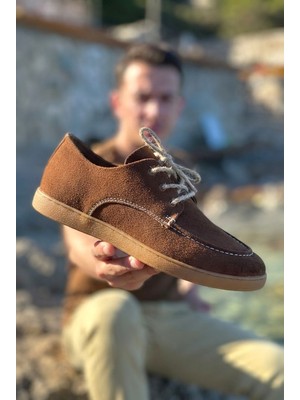 Zerenyus ZRK-X5X Premium Kahve Süet Bağcıklı Günlük Erkek Loafer