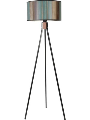St. Morritz Fısco Tripod Siyah Lambader Silindir Renkli Abajurlu