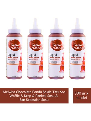 Melwiss Chocolate Fondü Şelale Tatlı Sos 330 G - Waffle & Krep & Pankek & San Sebastian Sosu x 4 Adet