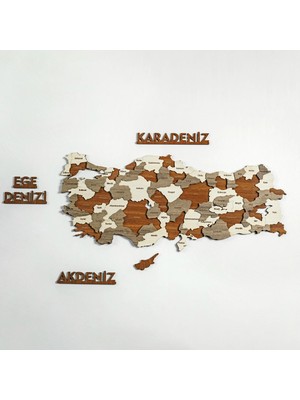 Colorfull Worlds 3 Boyutlu Ahşap Türkiye Haritası, Üç Boyutlu Ahşap Duvar Dekoru, 3 Katmanlı Türkiye Haritası, Eğitici Türkiye Haritası