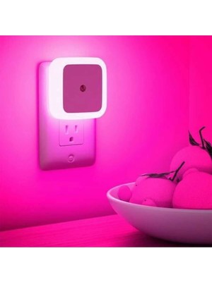 St. Morritz Fotoselli LED Gece Lambası, Pembe Renk Gece Otomatik Yanar, Gündüz Söner 1 Watt Gece Lambası