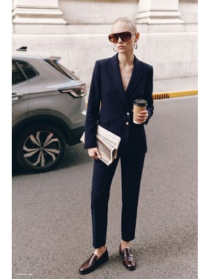 Sateen Klasik Pantolon - Lacivert