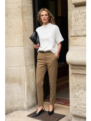 Sateen Klasik Pantolon - Camel