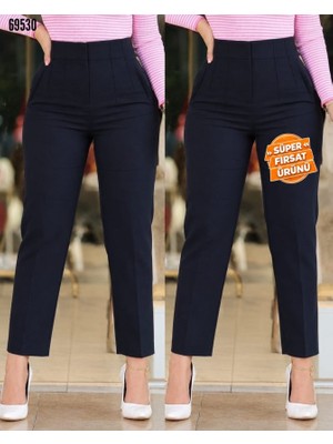 Aymora Kadın Üste Oturan Paçası Bilek Üzerinde Biten Krep Kumaş Kumaş Pantolon 36 (S) - 50 (5xl)