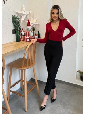 Aymora Kadın Üste Oturan Paçası Bilek Üzerinde Biten Atlas Kumaş Pantolon 36 (S) - 48 (4xl)