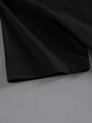 Aymora Baskılı Oversize Bisiklet Yaka T-Shirt - Siyah